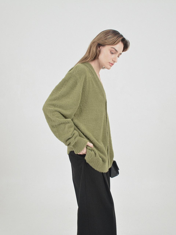 Boocle Angora Cardigan (Olive)