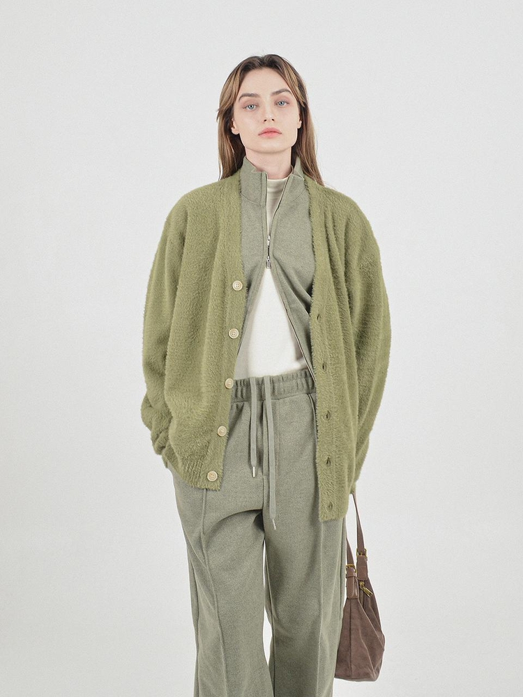 Boocle Angora Cardigan (Olive)