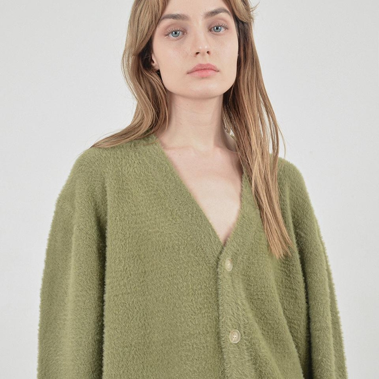 Boocle Angora Cardigan (Olive)