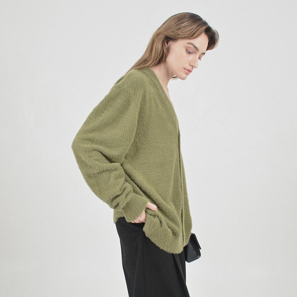 Boocle Angora Cardigan (Olive)