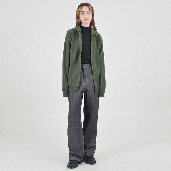 Modal Knit Zip-up Cardigan (Green)