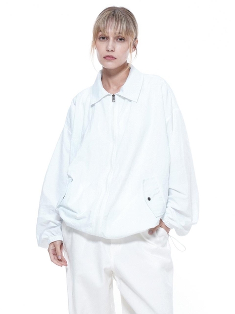 Searsucker Collar Windbreaker Jumper - White