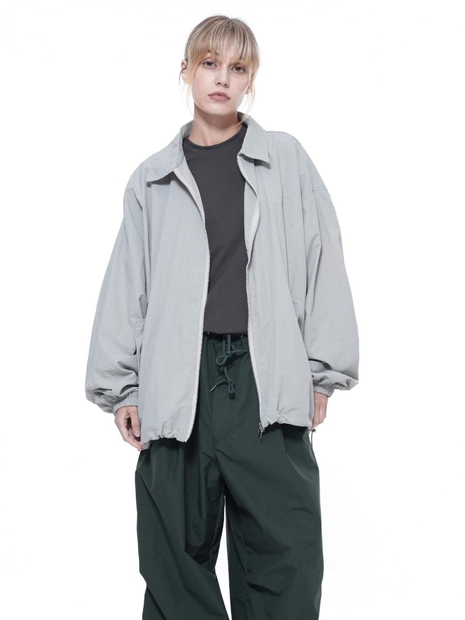 Searsucker Collar Windbreaker Jumper - Lgith Gray