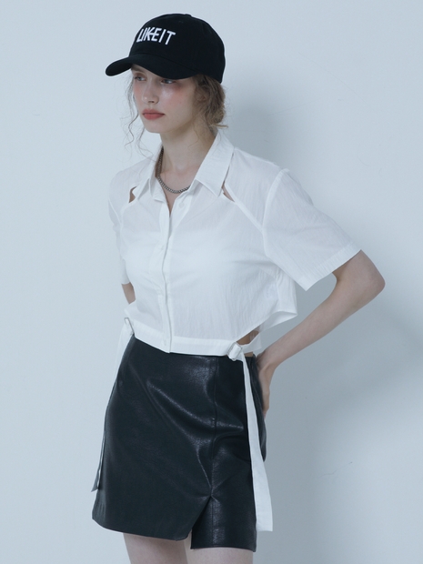 CUTOUT CROP SHIRTS WHITE