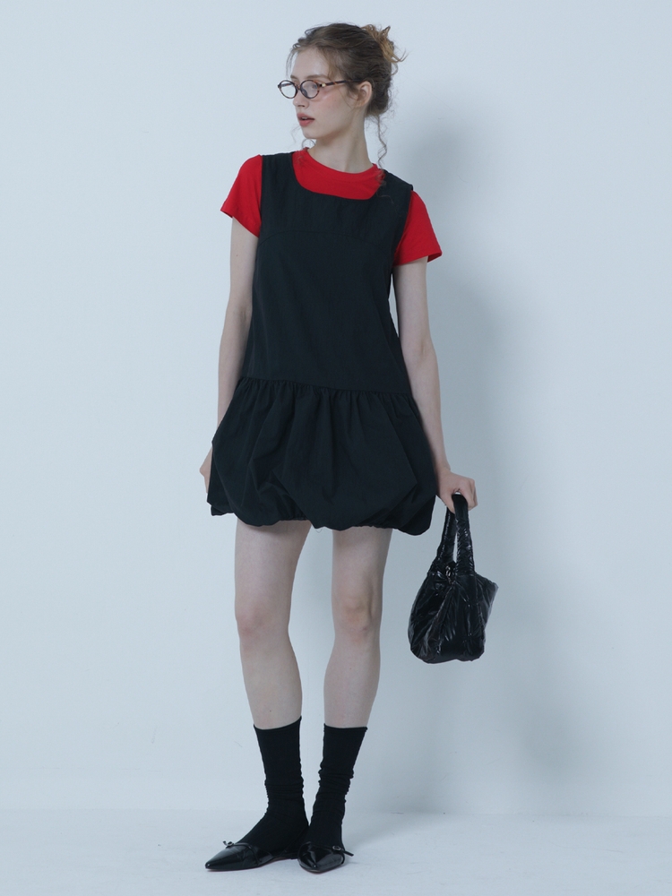 BALLOON MINI SLEEVELESS DRESS BLACK