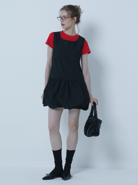 BALLOON MINI SLEEVELESS DRESS BLACK