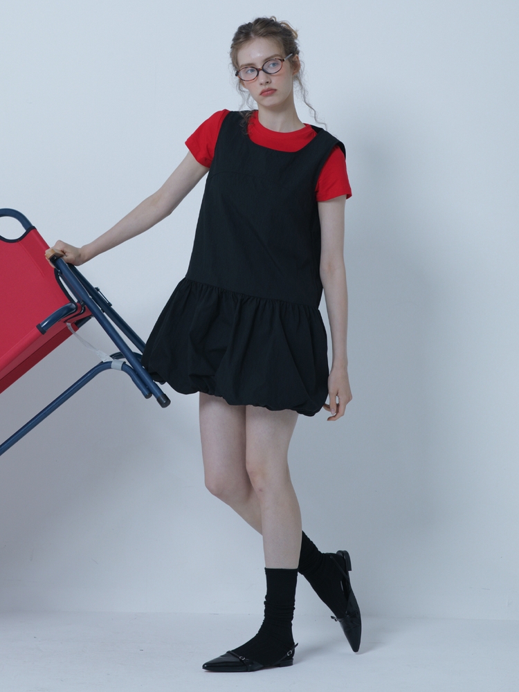 BALLOON MINI SLEEVELESS DRESS BLACK