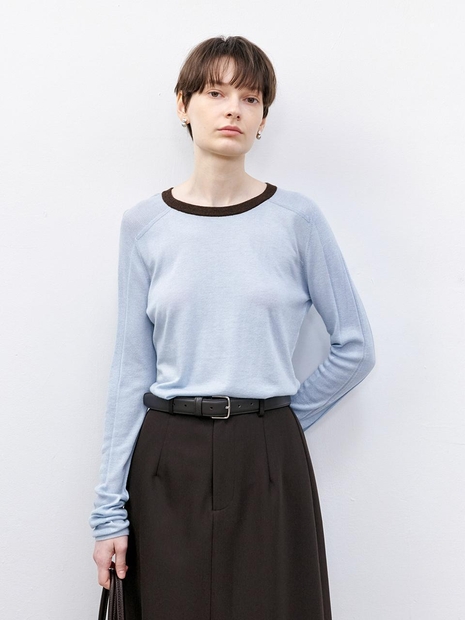 TG_Color round neck knit top