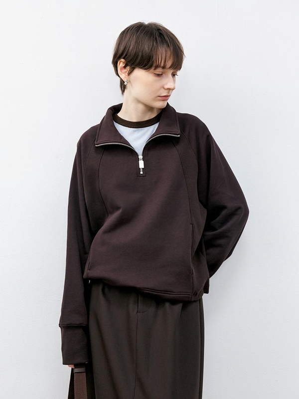 TG_Half zip-up sweater_BROWN