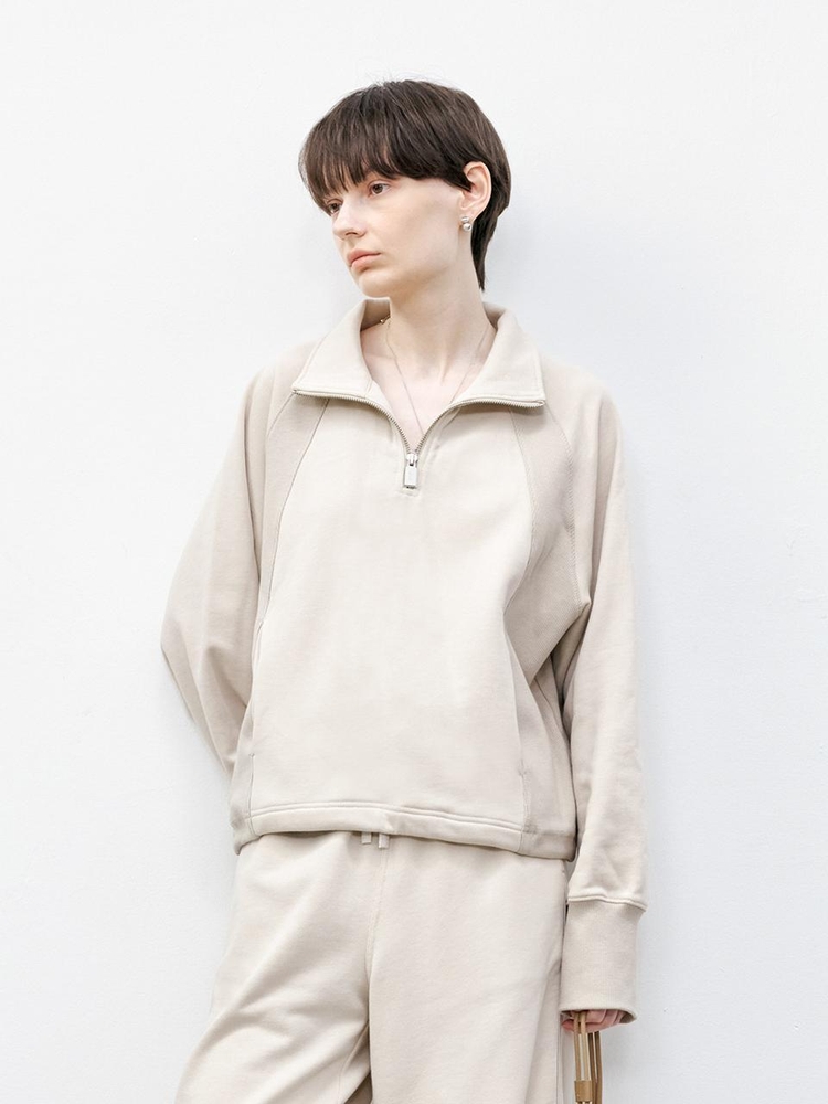 TG_Half zip-up sweater_LIGHT BEIGE