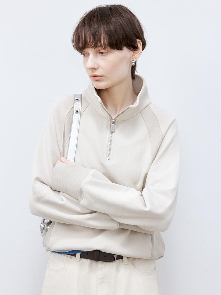 TG_Half zip-up sweater_LIGHT BEIGE