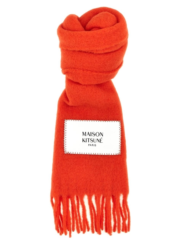 메종 키츠네 FW24 Logo label scarf LM06206WA0022P641 Red