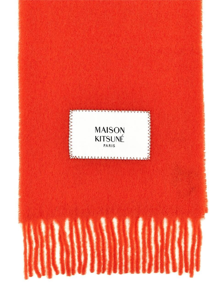 메종 키츠네 FW24 Logo label scarf LM06206WA0022P641 Red