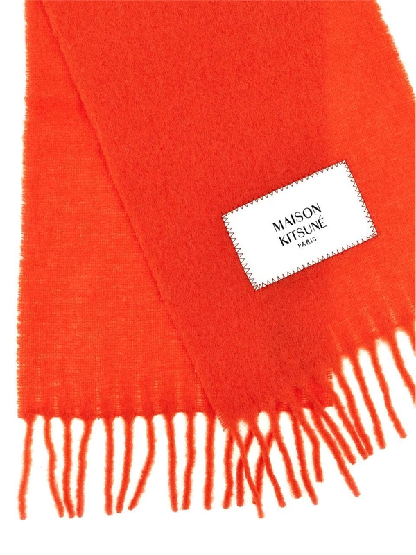 메종 키츠네 FW24 Logo label scarf LM06206WA0022P641 Red