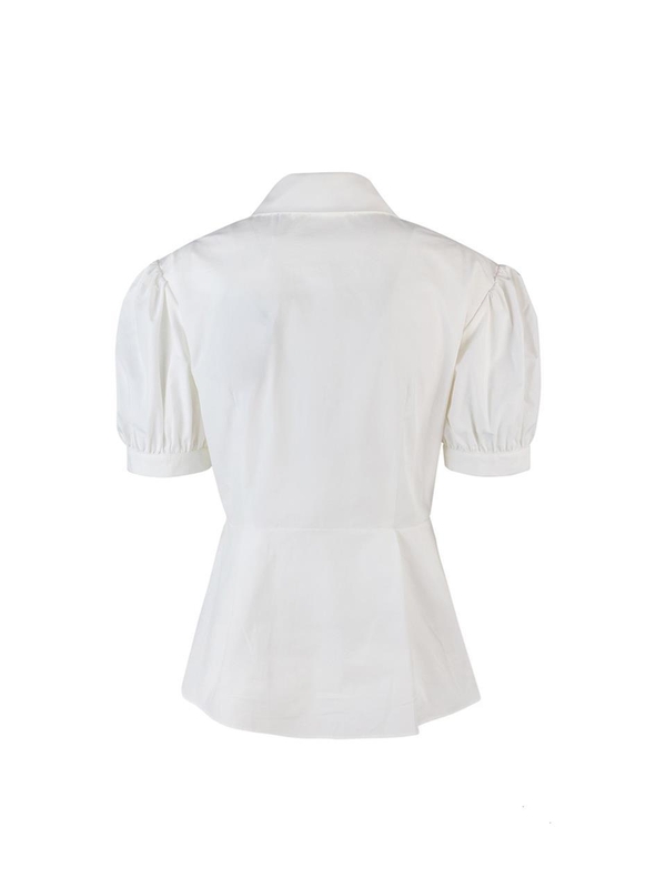 SELF PORTRAIT FW24 Self-Portrait Embellished Bell-Shaped Sleeved Top PF24-036TAW White