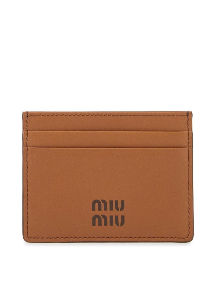 미우미우 FW24 leather card holder 5MC076 2CSB COGNAC+PALISSANDRO