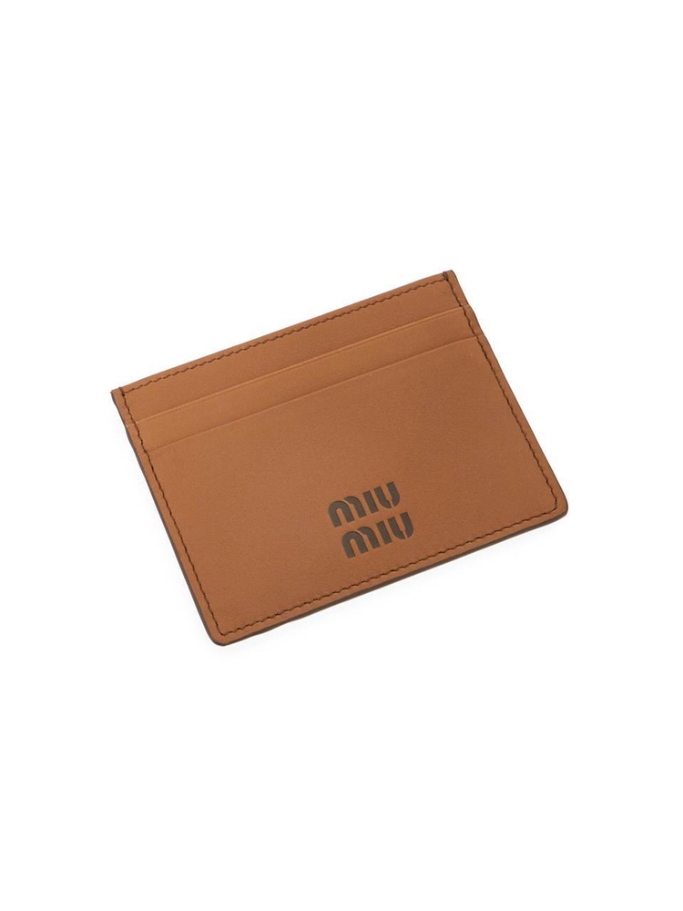 미우미우 FW24 leather card holder 5MC076 2CSB COGNAC+PALISSANDRO