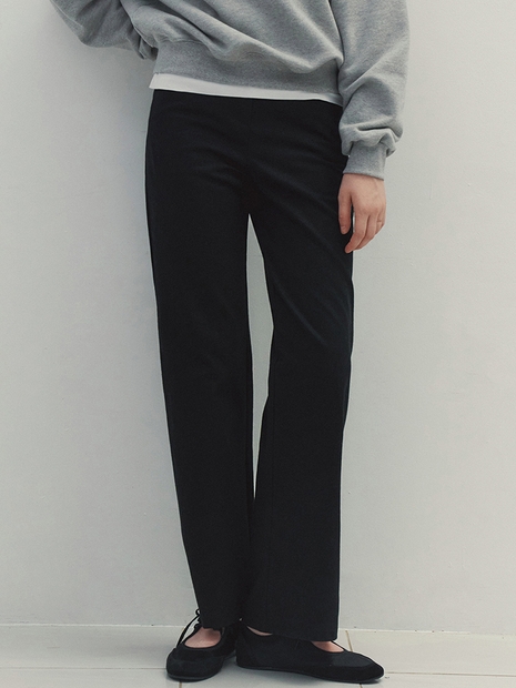 Rivet Point Straight Cotton Pants (Black)