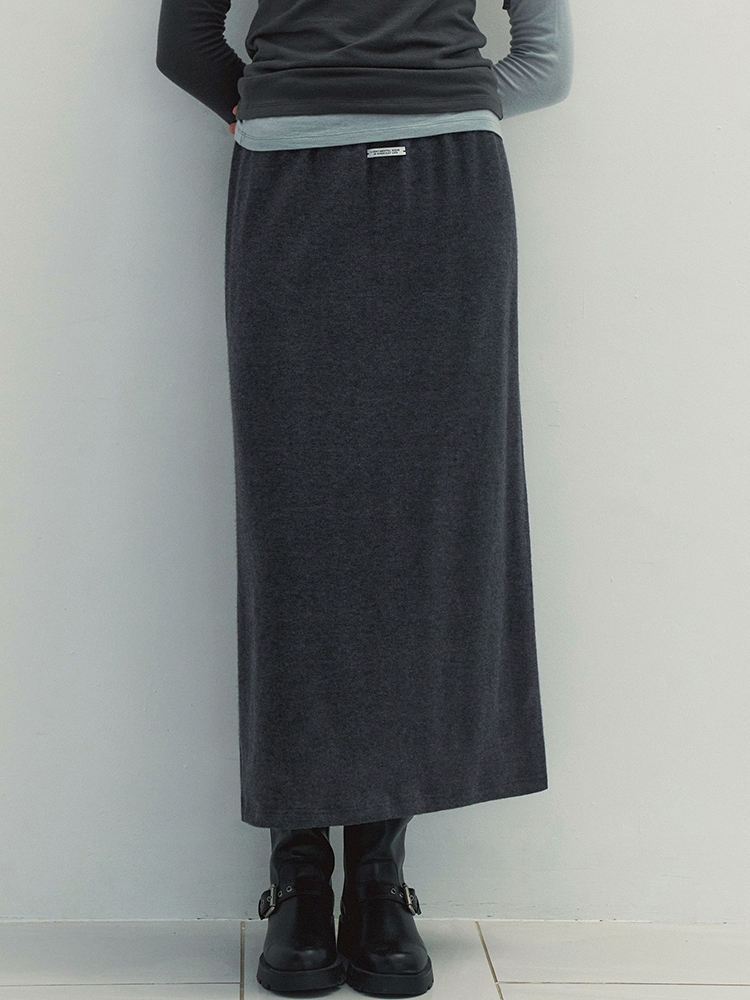 Smock Banding Long Skirt (Charcoal)