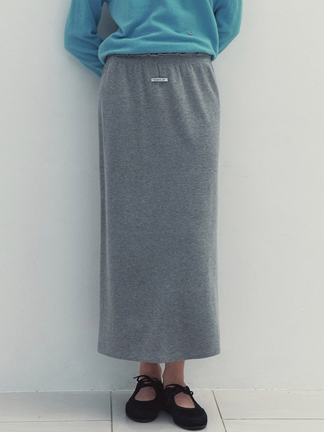 Smock Banding Long Skirt (Melange Gray)