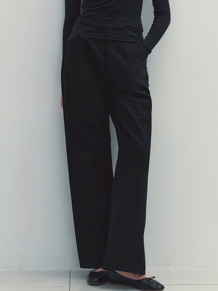 Signature Wide Denim Pants (Black)