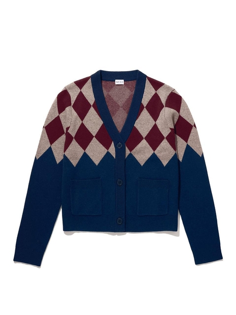 KULE 큘 THE BAXTER CARDIGAN - NAVY/WHEAT/MERLOT