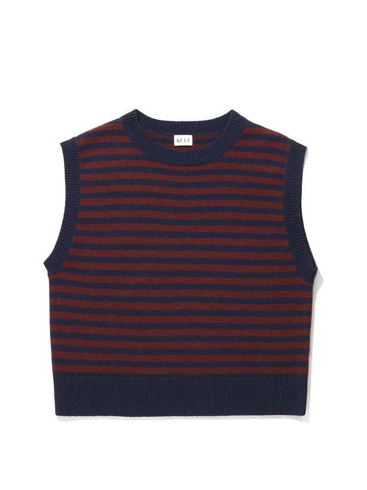 KULE 큘 THE SAM KNIT VEST - NAVY/MERLOT