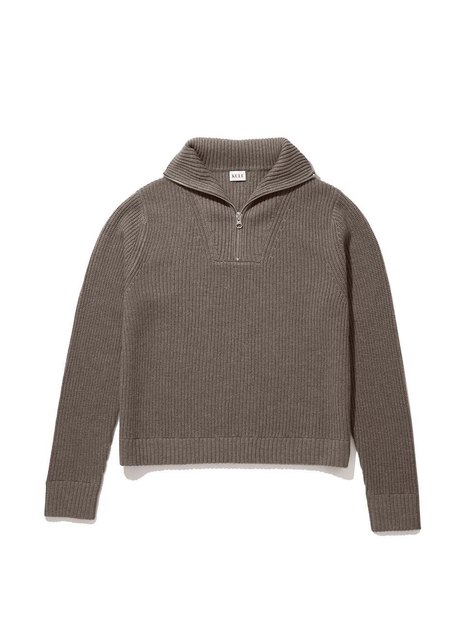 KULE 큘 THE MORGAN ZIP-UP SWEATER - MUSHROOM