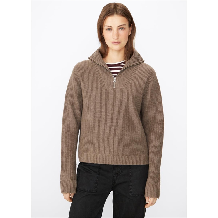 KULE 큘 THE MORGAN ZIP-UP SWEATER - MUSHROOM