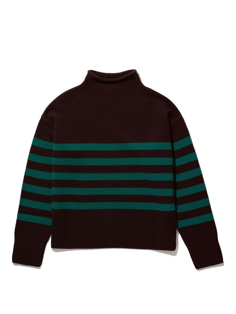 KULE 큘 THE LUCCA TURTLENECK SWEATER - CHOCOLATE/GREEN