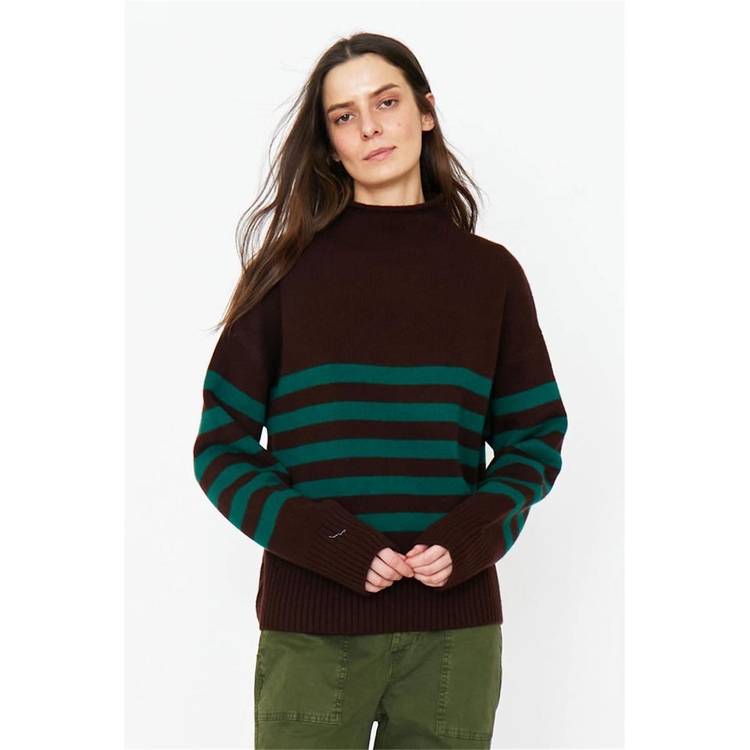 KULE 큘 THE LUCCA TURTLENECK SWEATER - CHOCOLATE/GREEN