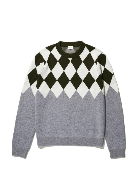 KULE 큘 THE BRYCE SWEATER - HEATHER GREY/OLIVE/WHITE