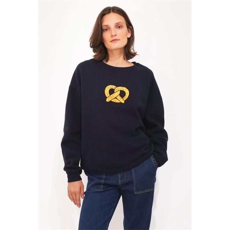 KULE 큘 THE OVERSIZED PRETZEL SWEATSHIRT - NAVY