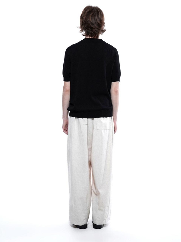 Linen Two-tuck Wide Pants - Oatmeal