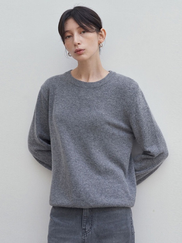 SOFT ROUND NECK KNIT_GRAY