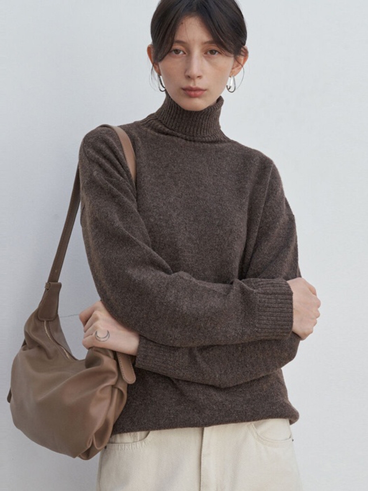 WOOL TURTLENECK KNIT_BROWN