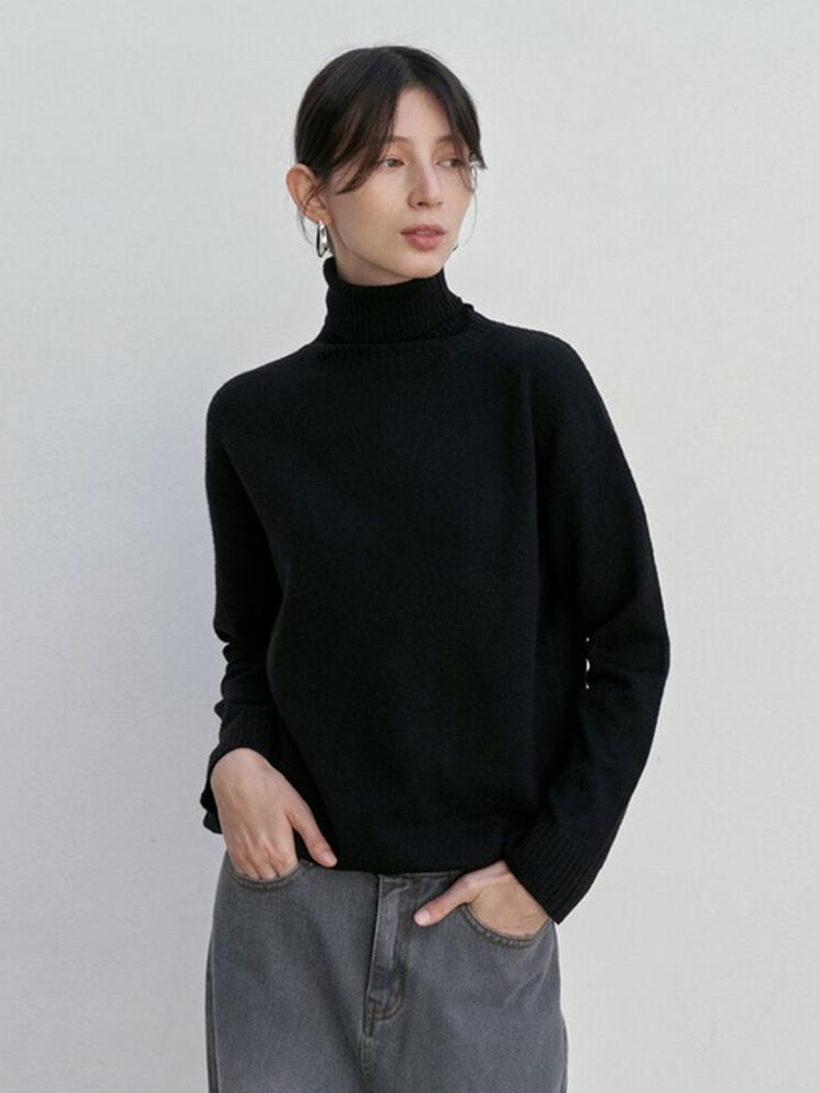 WOOL TURTLENECK KNIT_BLACK