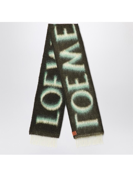 로에베 FW24 Loewe Green/white wool and mohair scarf F811257X03WO Green