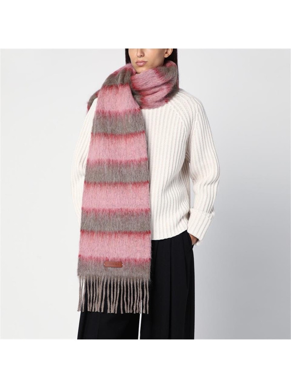 마르니 FW24 Marni Pink/grey striped wool-blend scarf SCMC0121Y0UAW038 Pink