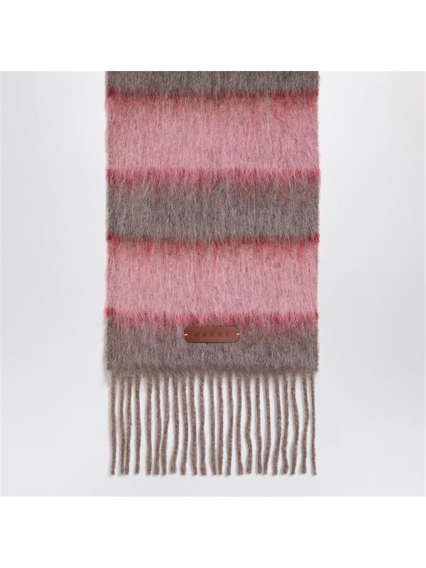 마르니 FW24 Marni Pink/grey striped wool-blend scarf SCMC0121Y0UAW038 Pink