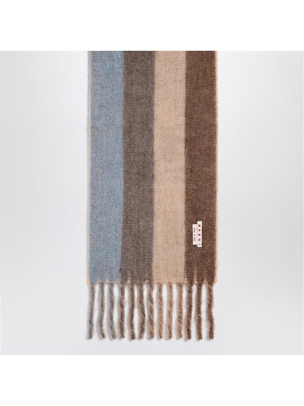 마르니 FW24 Marni Brown wool blend scarf with maxi logo SCMC0103A0UAW017 Beige