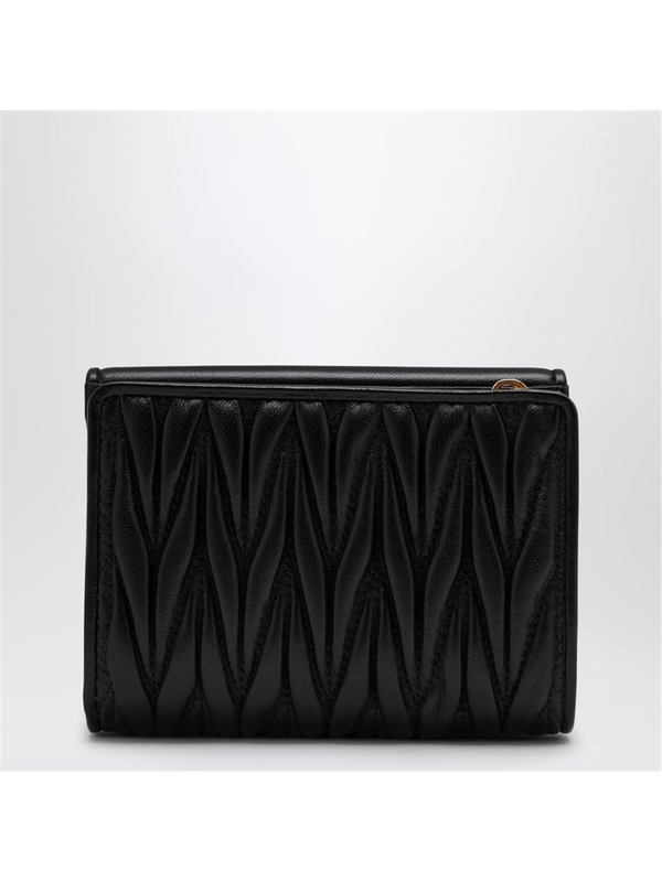 미우미우 FW24 Miu Miu Black matelasse leather small wallet 5ML0022FPP Black