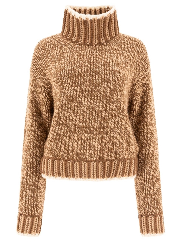 몽클레르 FW24 Wool blend turtleneck sweater 9F00021-M4708P22 Brown