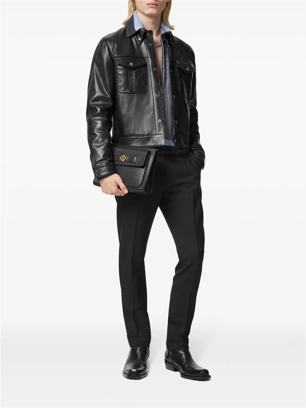 베르사체 FW24 BLOUSON LEATHER 1015729 1A00713 Black