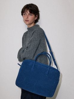 Big square bento bag Suede Blue