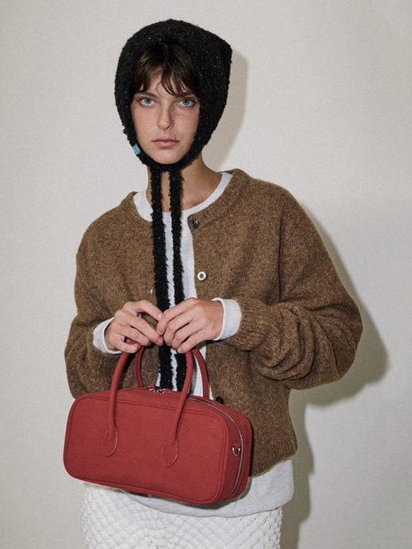 Baguette bento bag Suede Brick red