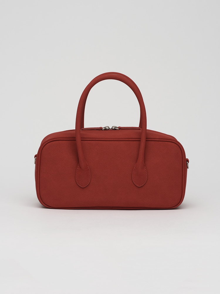 Baguette bento bag Suede Brick red