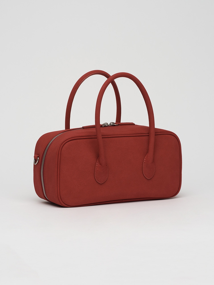 Baguette bento bag Suede Brick red