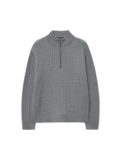 Cable Mockneck Half Zipup_Gray