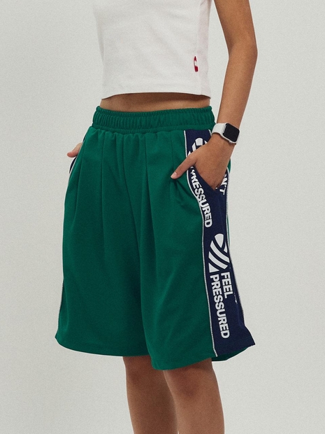 Side Slogan Mesh Basketball Shorts_Green